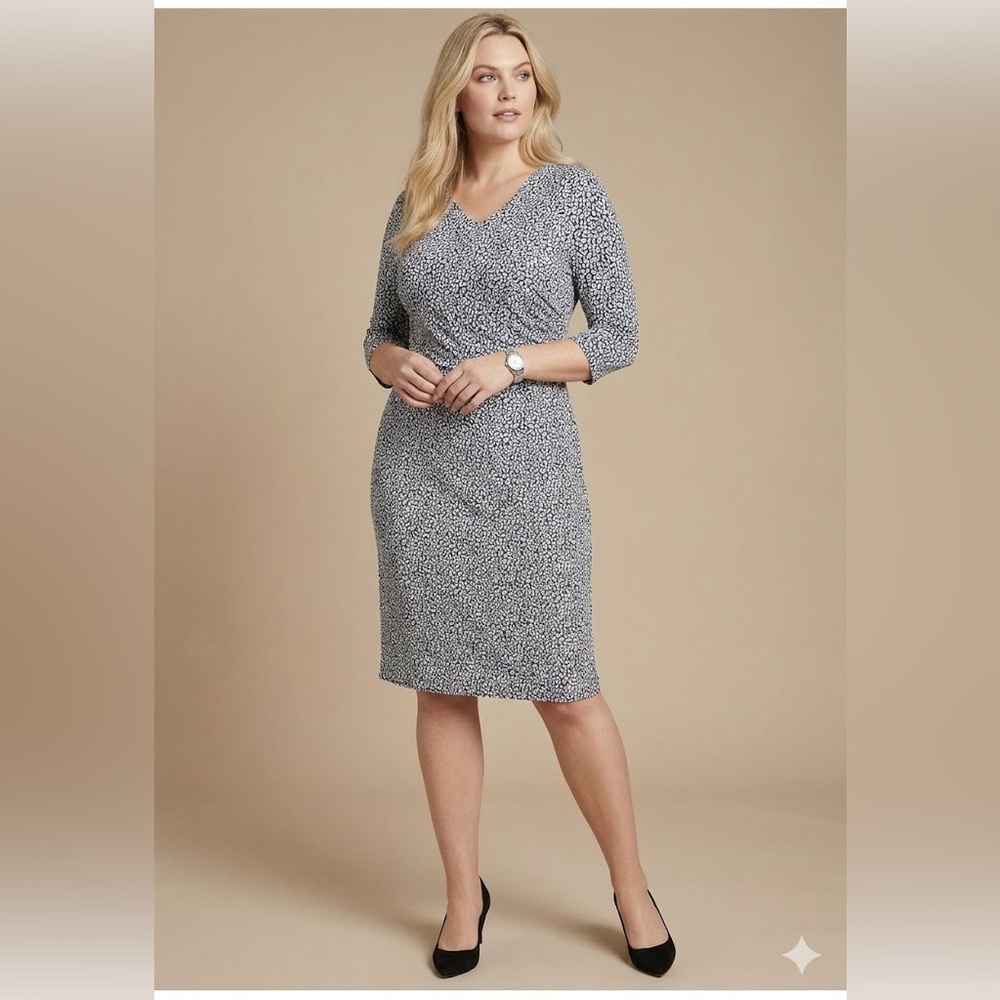 BOSS Epona Printed Jersey Dress in Midnight Fantasy | Size Large